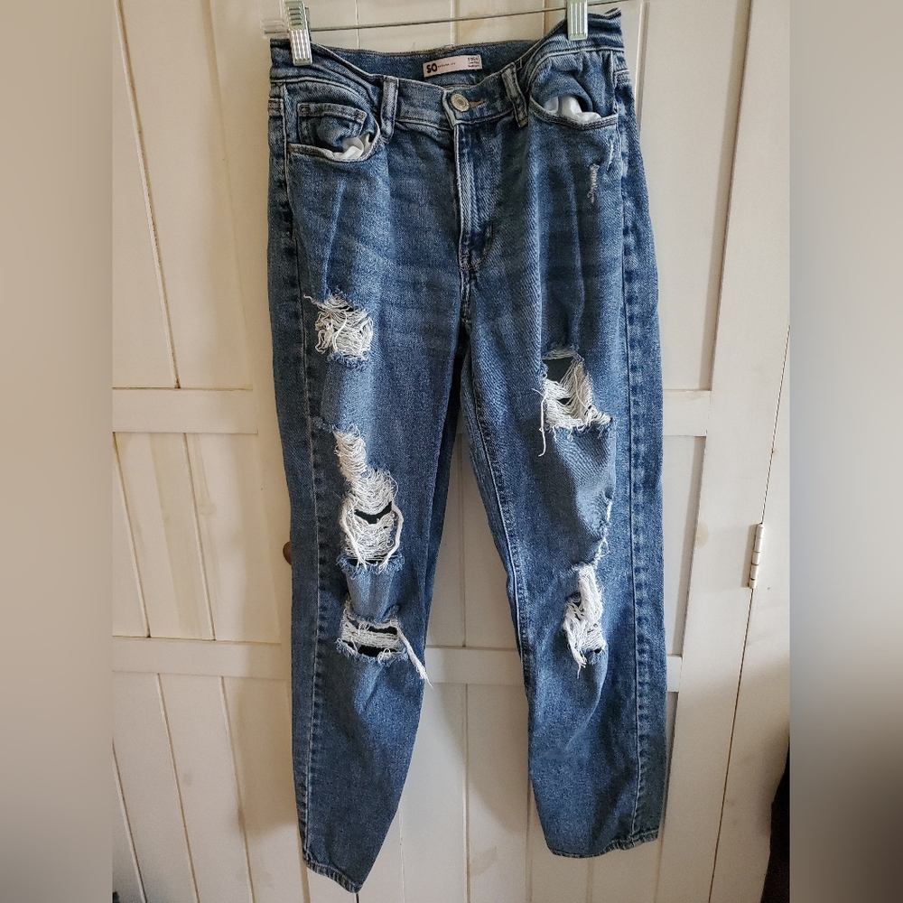 SO BRAND Juniors 3/26W Low-Rise Boyfriend Destroyed Jeans